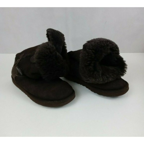 UGG Australia  Bailey Chocolate Brown Boots 3 Side Buttons Womens Size 7 - Picture 1 of 10